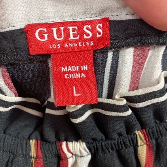 Guess Striped Off The Shoulder Bell Sleeve Blouse - Picture 5 of 16